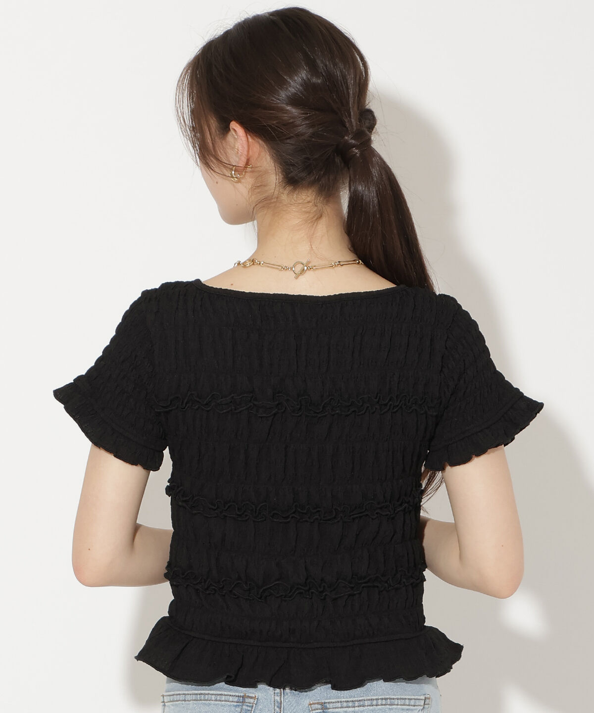 WILLSELECTION「シャーリングフリルトップス」|Tシャツ・カットソー|