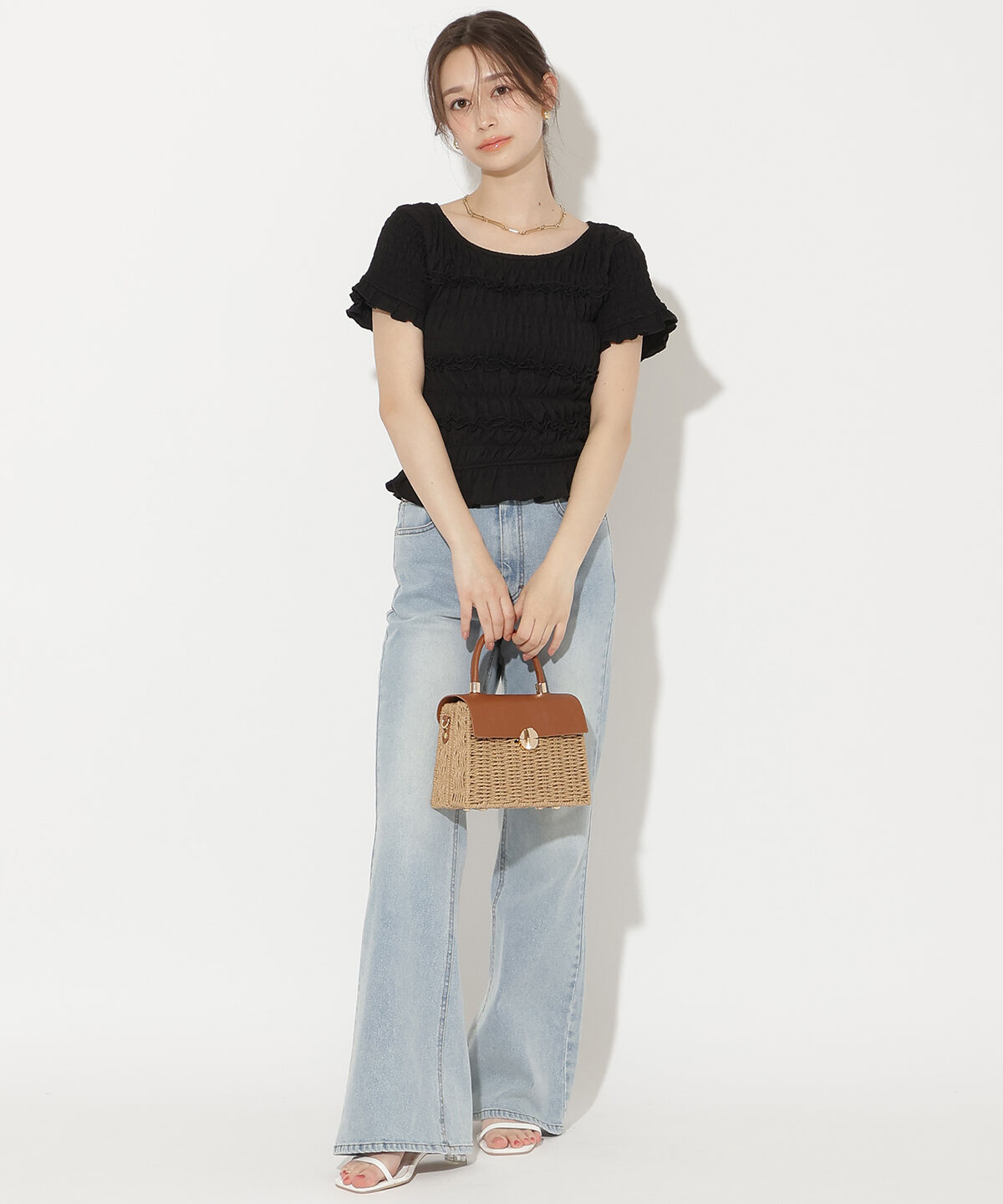 WILLSELECTION「シャーリングフリルトップス」|Tシャツ・カットソー|