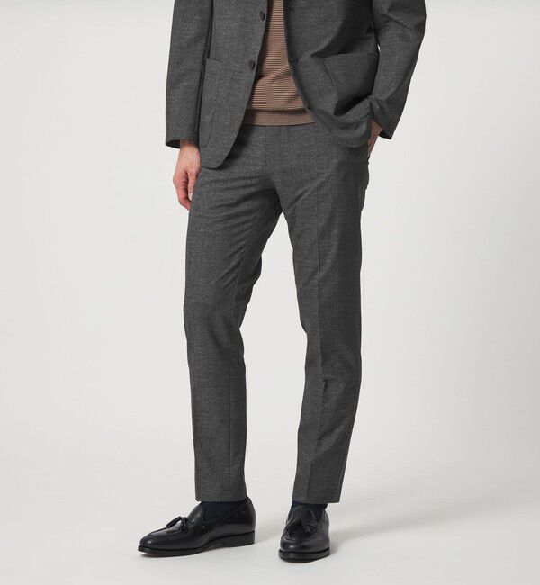 UNITED ARROWS「COOL DOTS プリント ノープリーツ テーパード パンツ UA COZY ウォッシャブル 2WAYストレッチ」|スラックス|