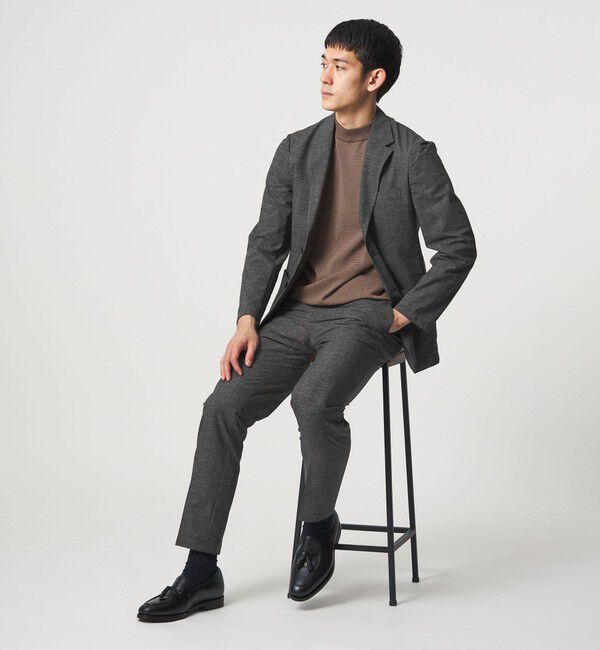 UNITED ARROWS「COOL DOTS プリント ノープリーツ テーパード パンツ UA COZY ウォッシャブル 2WAYストレッチ」|スラックス|