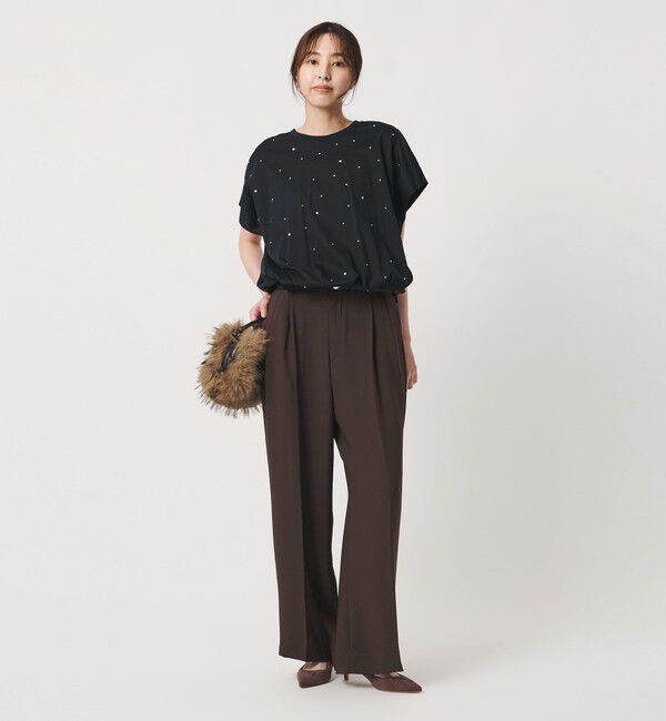 UNITED ARROWS「ポリエステル 2タック ワイドパンツ ‐吸水速乾 帯電防止 接触冷感‐」|スラックス|