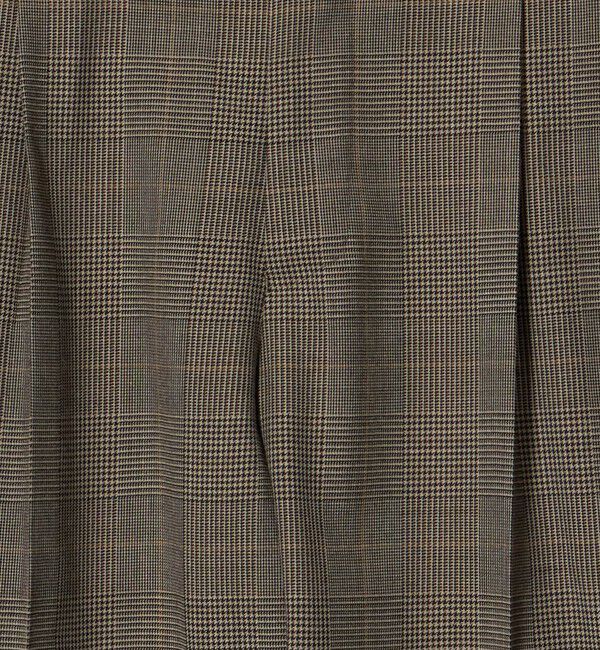 UNITED ARROWS「＜SOVEREIGN＞ ブラウン グレンチェック ハーフギャザー イージースラックス」|チノ|