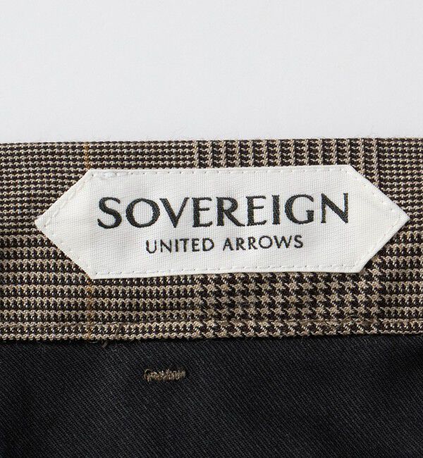 UNITED ARROWS「＜SOVEREIGN＞ ブラウン グレンチェック ハーフギャザー イージースラックス」|チノ|
