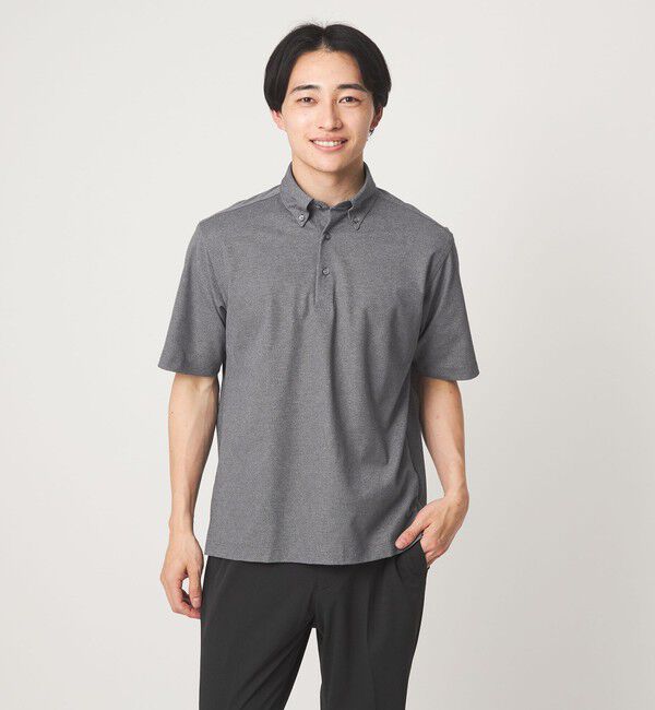 UNITED ARROWS green label relaxing「DUADRY clean バーズアイ ボタンダウン ビズポロ ポロシャツ -吸水速乾・抗菌-」|ポロシャツ|DK.GRAY