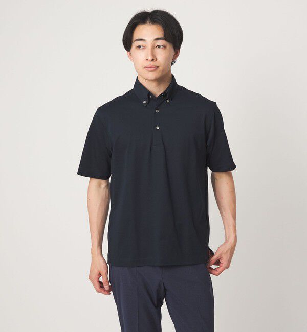UNITED ARROWS green label relaxing「DUADRY clean バーズアイ ボタンダウン ビズポロ ポロシャツ -吸水速乾・抗菌-」|ポロシャツ|NAVY