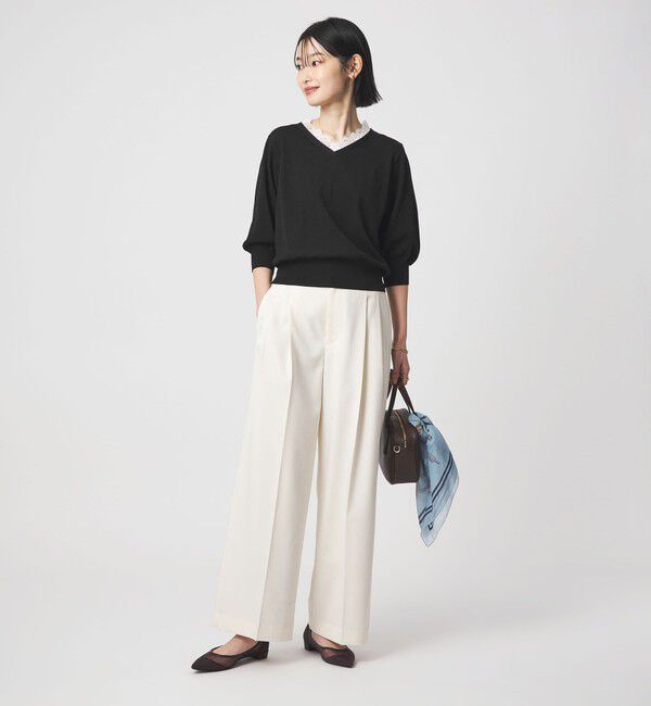UNITED ARROWS green label relaxing「レース Vネック プルオーバー ニット」|ニット・セーター|