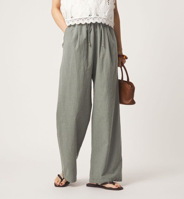 UNITED ARROWS green label relaxing「［size SHORT/TALLあり］BREEZE LINEN ブリーズリネン ワイド パンツ」|その他|OLIVE