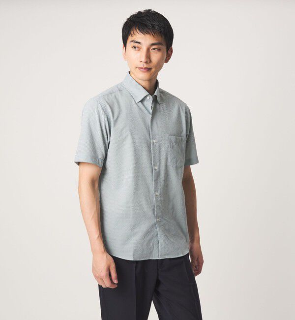 UNITED ARROWS green label relaxing「ポリエステル ラッカン ギンガムチェック スタンダード スナップ ボタンダウン 半袖 シャツ -ストレッチ・」|シャツ・ブラウス|KELLY