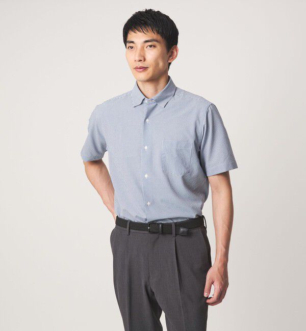 UNITED ARROWS green label relaxing「ポリエステル ラッカン ギンガムチェック スタンダード スナップ ボタンダウン 半袖 シャツ -ストレッチ・」|シャツ・ブラウス|