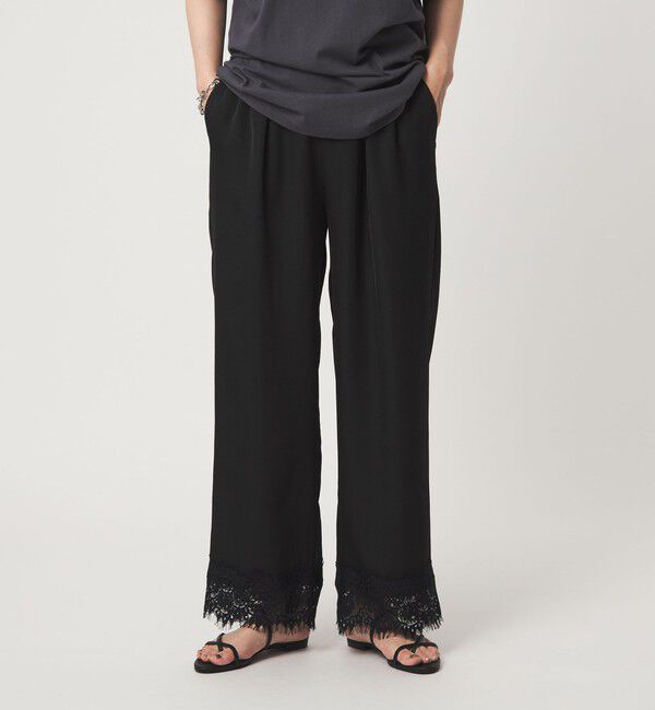 UNITED ARROWS green label relaxing「【WEB限定】＜at ease＞スソ レース パンツ」|その他|BLACK
