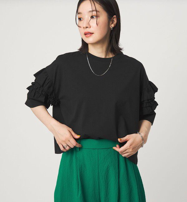 UNITED ARROWS green label relaxing「【WEB限定】＜at ease＞袖フリル  ショートスリーブ カットソー」|Tシャツ・カットソー|