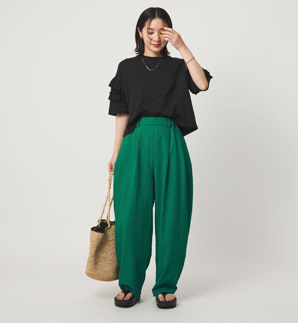 UNITED ARROWS green label relaxing「【WEB限定】＜at ease＞袖フリル  ショートスリーブ カットソー」|Tシャツ・カットソー|