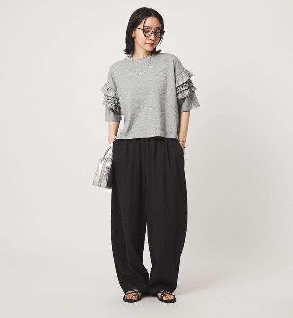 UNITED ARROWS green label relaxing「【WEB限定】＜at ease＞袖フリル  ショートスリーブ カットソー」|Tシャツ・カットソー|