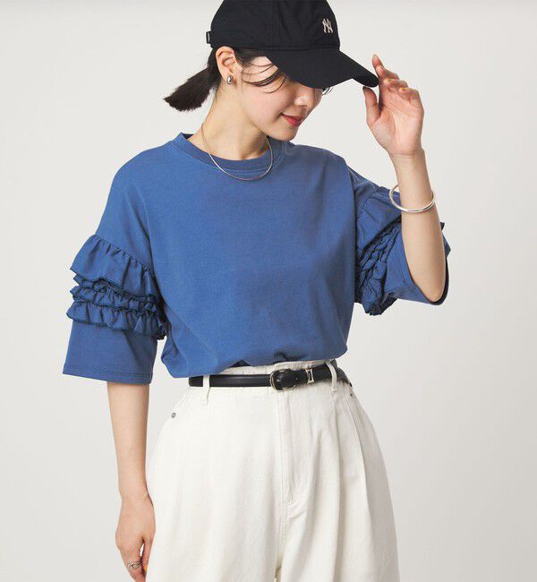 UNITED ARROWS green label relaxing「【WEB限定】＜at ease＞袖フリル  ショートスリーブ カットソー」|Tシャツ・カットソー|