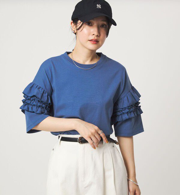 UNITED ARROWS green label relaxing「【WEB限定】＜at ease＞袖フリル  ショートスリーブ カットソー」|Tシャツ・カットソー|