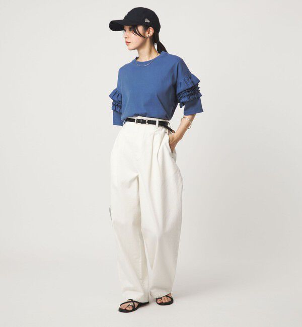 UNITED ARROWS green label relaxing「【WEB限定】＜at ease＞袖フリル  ショートスリーブ カットソー」|Tシャツ・カットソー|