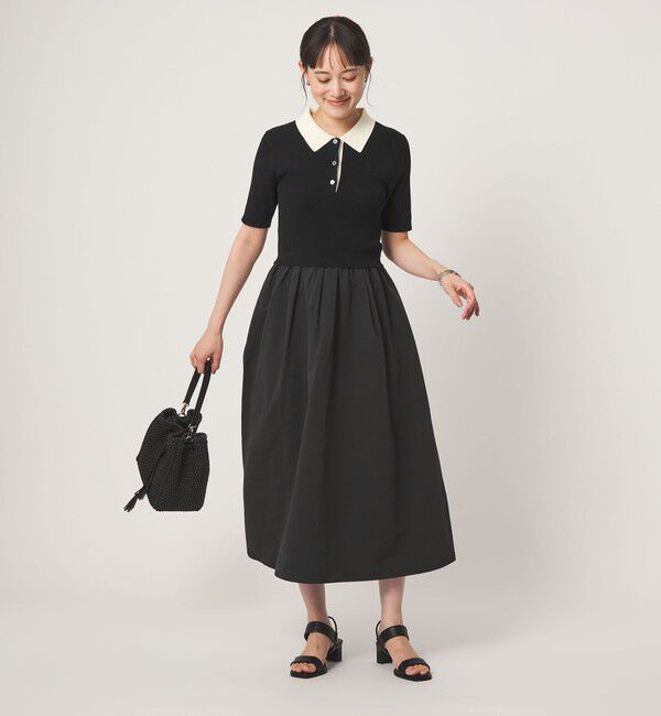UNITED ARROWS green label relaxing「エリツキ ドッキング ショートスリーブ ワンピース」|ワンピース|BLACK