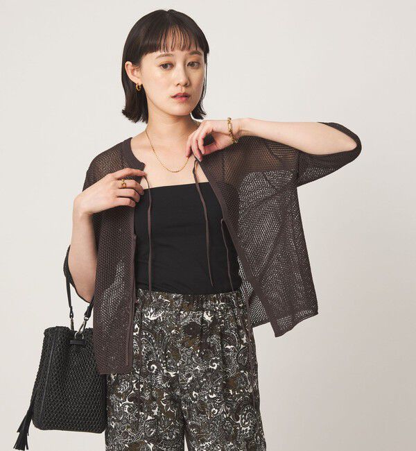 UNITED ARROWS green label relaxing「メッシュ クルーネック リボン ショートスリーブ ニット」|ニット・セーター|