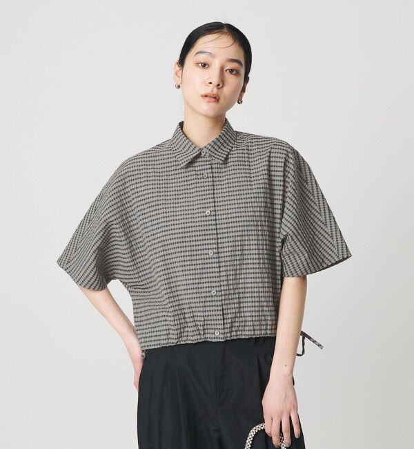BEAUTY&YOUTH UNITED ARROWS「チェック ドローストリング シャツ ウォッシャブル」|シャツ・ブラウス|LT.GRAY