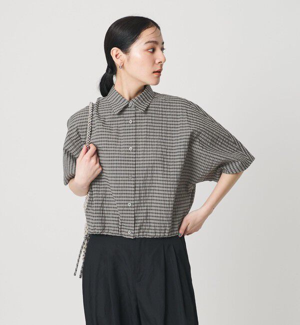 BEAUTY&YOUTH UNITED ARROWS「チェック ドローストリング シャツ ウォッシャブル」|シャツ・ブラウス|