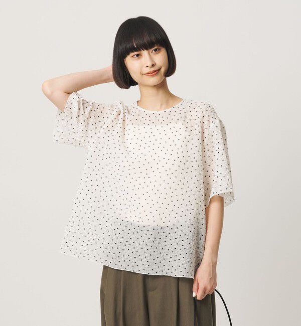 BEAUTY&YOUTH UNITED ARROWS「ドットシアー ショートスリーブ ブラウス ウォッシャブル」|シャツ・ブラウス|