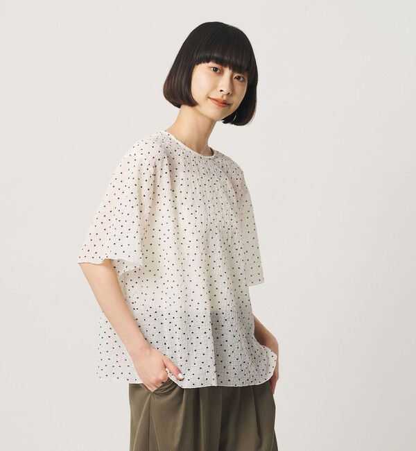 BEAUTY&YOUTH UNITED ARROWS「ドットシアー ショートスリーブ ブラウス ウォッシャブル」|シャツ・ブラウス|