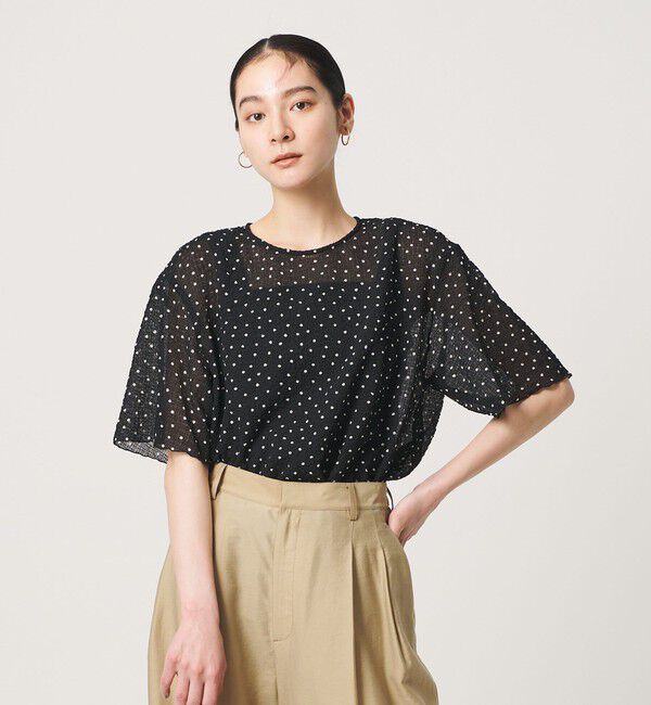 BEAUTY&YOUTH UNITED ARROWS「ドットシアー ショートスリーブ ブラウス ウォッシャブル」|シャツ・ブラウス|