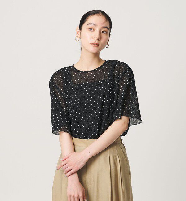BEAUTY&YOUTH UNITED ARROWS「ドットシアー ショートスリーブ ブラウス ウォッシャブル」|シャツ・ブラウス|