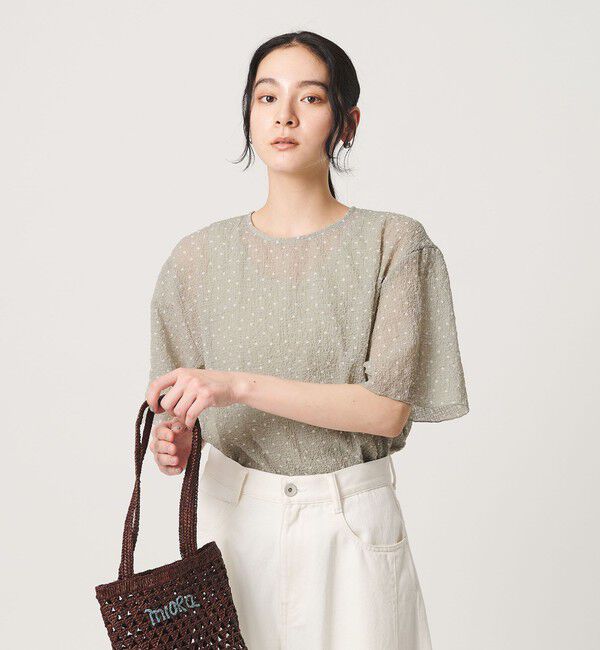 BEAUTY&YOUTH UNITED ARROWS「ドットシアー ショートスリーブ ブラウス ウォッシャブル」|シャツ・ブラウス|LIME