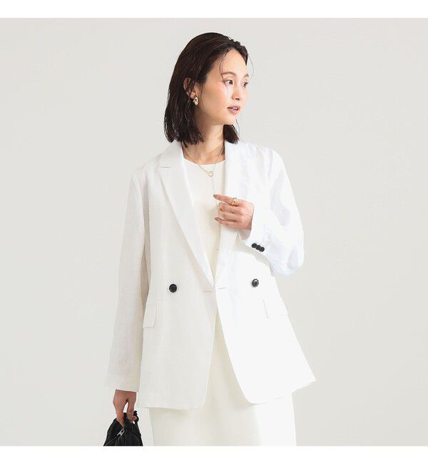 Demi-Luxe BEAMS 「ダブルブレスト リネン ジャケット」|ダッフルコート|