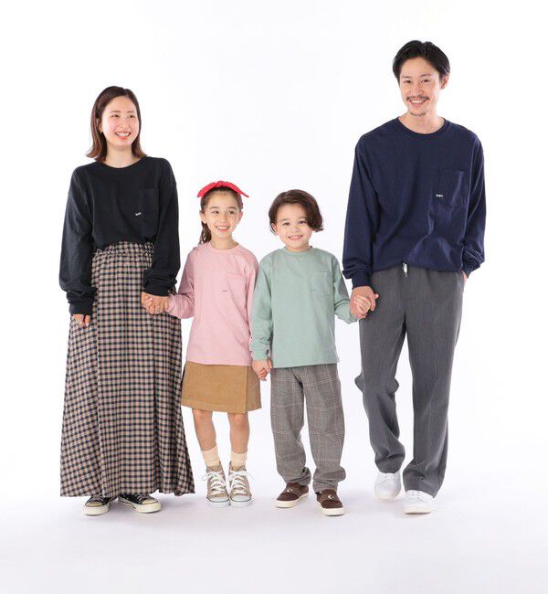 SHIPS KIDS「【WEB限定】SHIPS KIDS:100～160cm / ＜家族おそろい＞SHIPS マイクロロゴ ロングスリーブ TEE」|Tシャツ・カットソー|ライトグリーン