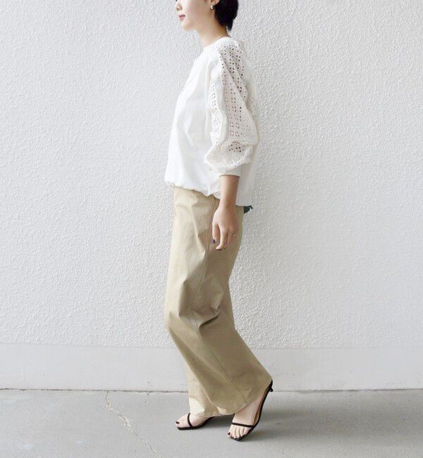 SHIPS for women「《追加予約》【WEB限定】〈手洗い可能〉レース コンビ カットソー」|Tシャツ・カットソー|