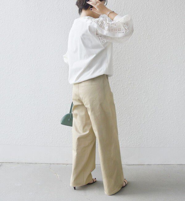 SHIPS for women「《追加予約》【WEB限定】〈手洗い可能〉レース コンビ カットソー」|Tシャツ・カットソー|