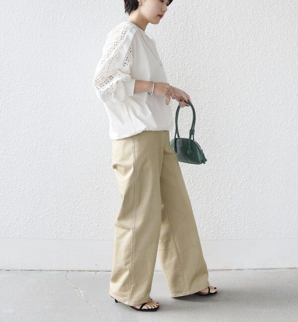 SHIPS for women「《追加予約》【WEB限定】〈手洗い可能〉レース コンビ カットソー」|Tシャツ・カットソー|