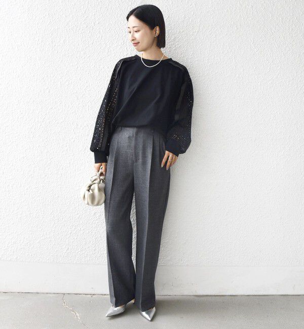 SHIPS for women「《追加予約》【WEB限定】〈手洗い可能〉レース コンビ カットソー」|Tシャツ・カットソー|