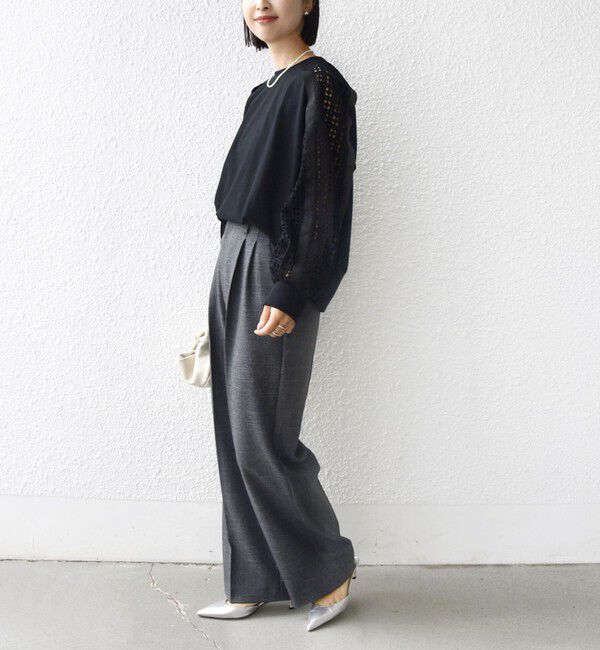 SHIPS for women「《追加予約》【WEB限定】〈手洗い可能〉レース コンビ カットソー」|Tシャツ・カットソー|