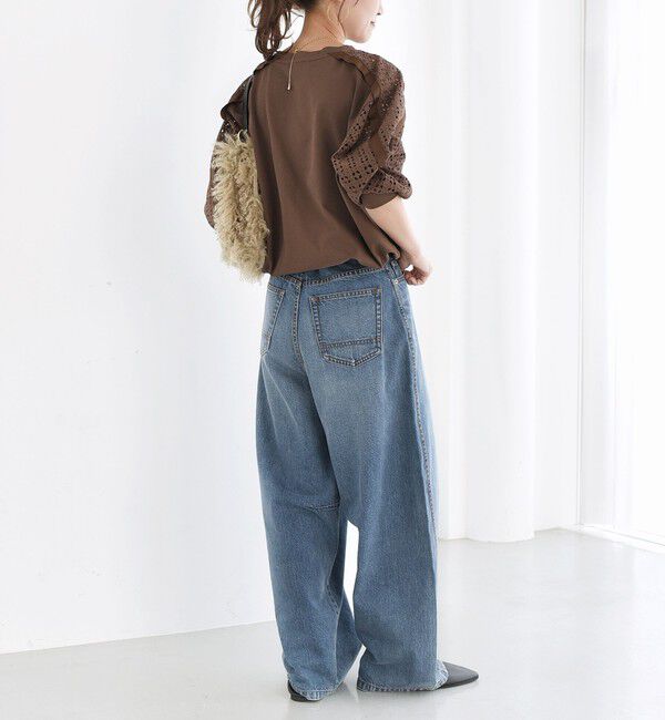 SHIPS for women「《追加予約》【WEB限定】〈手洗い可能〉レース コンビ カットソー」|Tシャツ・カットソー|