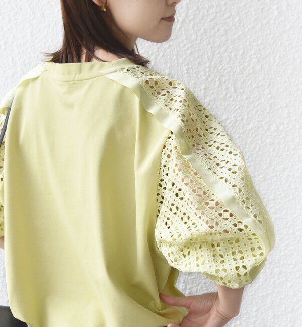 SHIPS for women「《追加予約》【WEB限定】〈手洗い可能〉レース コンビ カットソー」|Tシャツ・カットソー|イエロー