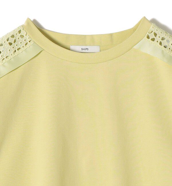 SHIPS for women「《追加予約》【WEB限定】〈手洗い可能〉レース コンビ カットソー」|Tシャツ・カットソー|