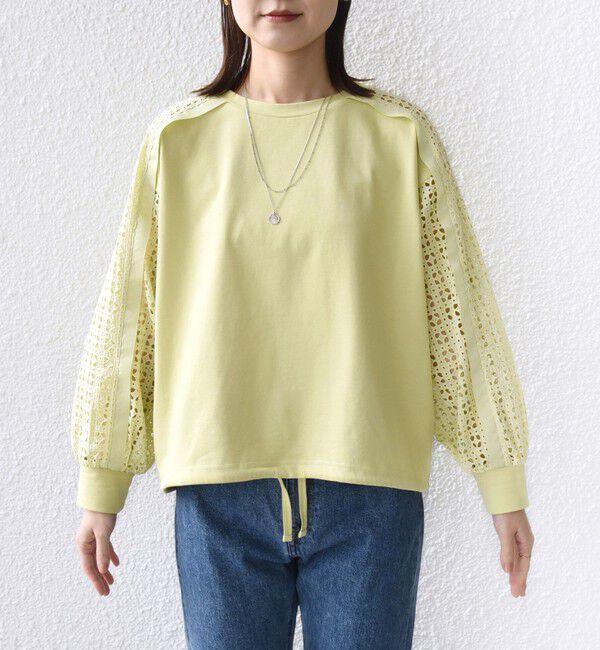 SHIPS for women「《追加予約》【WEB限定】〈手洗い可能〉レース コンビ カットソー」|Tシャツ・カットソー|
