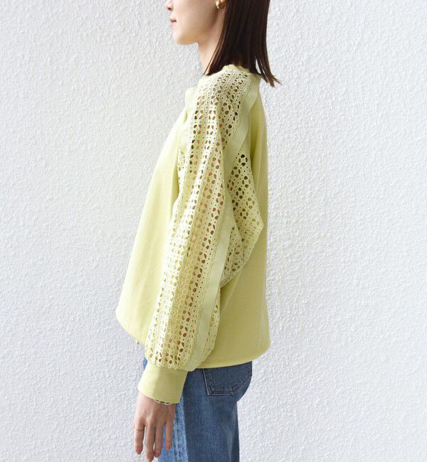 SHIPS for women「《追加予約》【WEB限定】〈手洗い可能〉レース コンビ カットソー」|Tシャツ・カットソー|