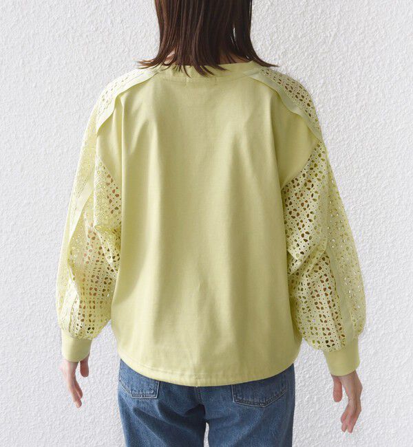 SHIPS for women「《追加予約》【WEB限定】〈手洗い可能〉レース コンビ カットソー」|Tシャツ・カットソー|