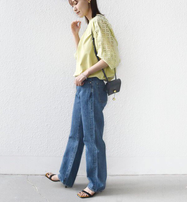 SHIPS for women「《追加予約》【WEB限定】〈手洗い可能〉レース コンビ カットソー」|Tシャツ・カットソー|