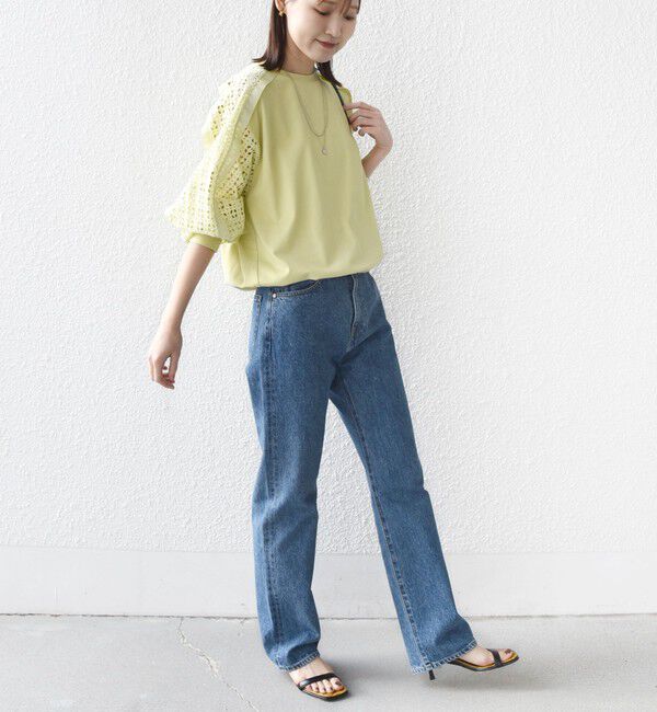 SHIPS for women「《追加予約》【WEB限定】〈手洗い可能〉レース コンビ カットソー」|Tシャツ・カットソー|