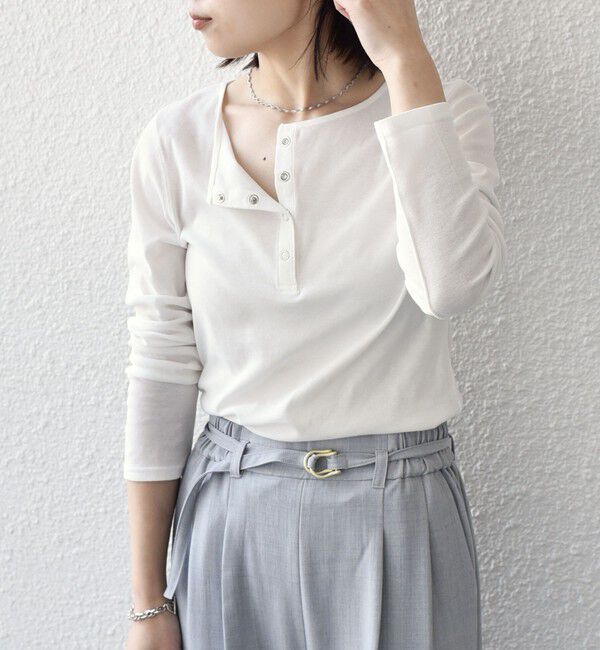 SHIPS Colors 「SHIPS Colors:〈手洗い可能〉シアー ドライタッチ ヘンリーネック TEE◇」|Tシャツ・カットソー|