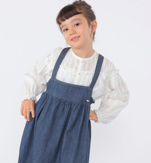 SHIPS KIDS「SHIPS KIDS:100～130cm / ギャザーフリル 刺繍 ブラウス」|シャツ・ブラウス|ホワイト
