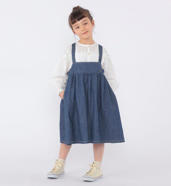 SHIPS KIDS「SHIPS KIDS:100～130cm / ギャザーフリル 刺繍 ブラウス」|シャツ・ブラウス|