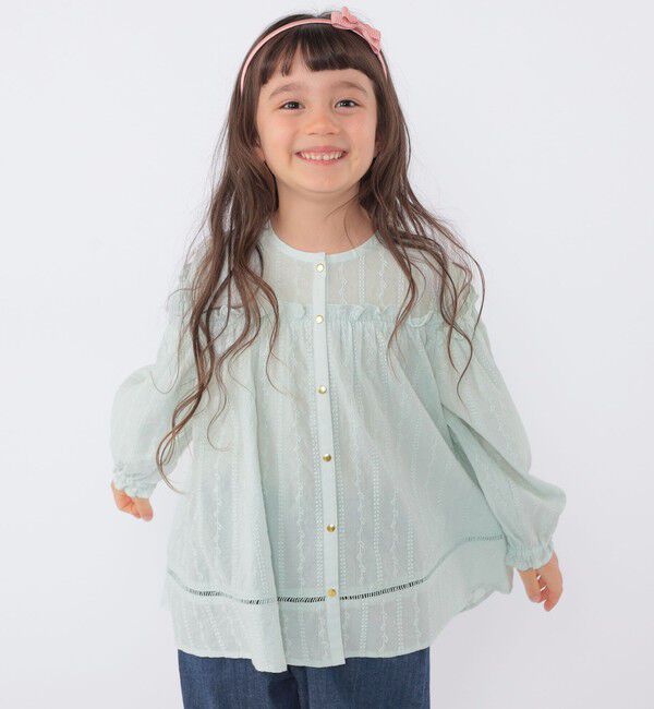 SHIPS KIDS「SHIPS KIDS:100～130cm / ギャザーフリル 刺繍 ブラウス」|シャツ・ブラウス|
