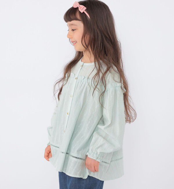 SHIPS KIDS「SHIPS KIDS:100～130cm / ギャザーフリル 刺繍 ブラウス」|シャツ・ブラウス|