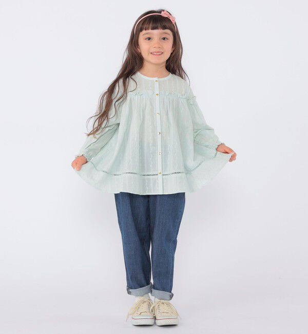SHIPS KIDS「SHIPS KIDS:100～130cm / ギャザーフリル 刺繍 ブラウス」|シャツ・ブラウス|